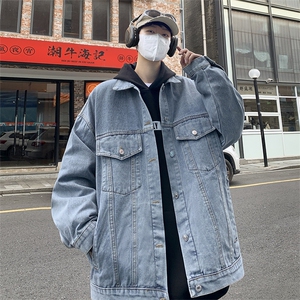 牛仔外套男秋季复古工装休闲夹克ins潮牌百搭翻领上衣 W7819-P55图片