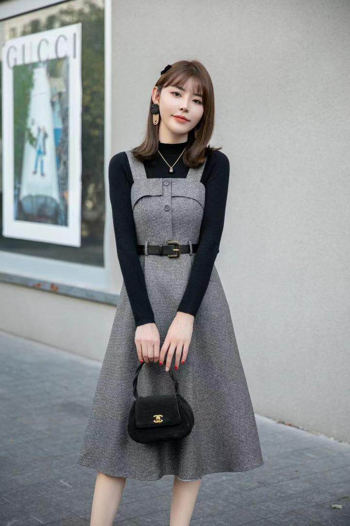 [现货]秋冬两件套连衣裙，两色，四个尺码，女装连衣裙，依柏璐