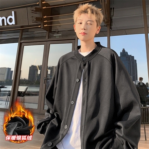 薄款改加绒特批P40无差价冬季加厚美式大码开衫卫衣男W2338J加绒