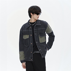 中性休闲大码宽松男女潮流拼接牛仔外套夹克J8212-P63【特价】，男装工装外套，电商A007