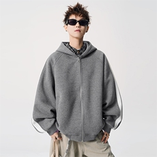 得物二开开衫拼接加绒卫衣男刺绣潮外套A266-WH022-P60加绒70，女装短外套，电商A266