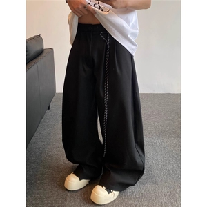 春夏美式复古通勤垂感直筒宽松潮牌阔腿休闲长裤XXK363图片