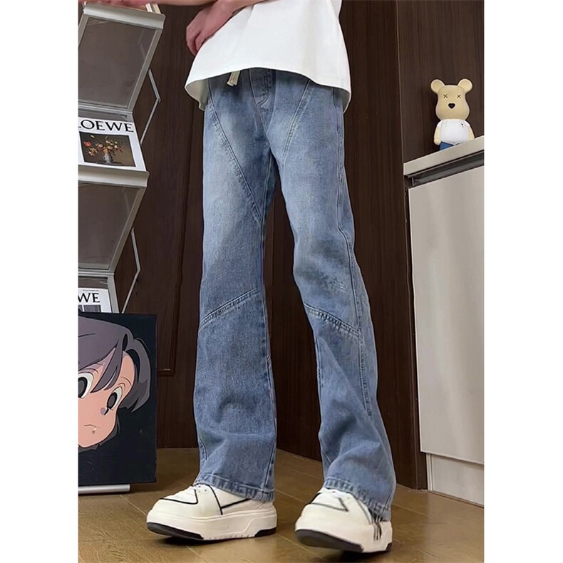cleanfit黄泥色牛仔裤美式高街裤子男直筒修身微喇裤K502-P60控78,男装牛仔裤,星座218-5