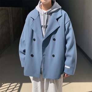 加棉加厚双排扣短款毛呢大衣外套潮504-F07-P85（加棉P95控138）图片