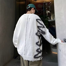 青少年ins常规宽松针织衫新品毛衣2024秋季潮慵懒休闲无袖M13/P50，男装针织衫/毛衣，星座506