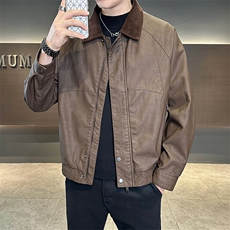 美式复古皮衣男落肩宽松夹克轻奢潮牌外套皮夹克512-P170，男装皮衣，星座310A-4