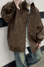中性风痞帅男装外套美式短款潮牌工装皮衣夹克DSA157B-J189-P90，男装夹克，电商A157B