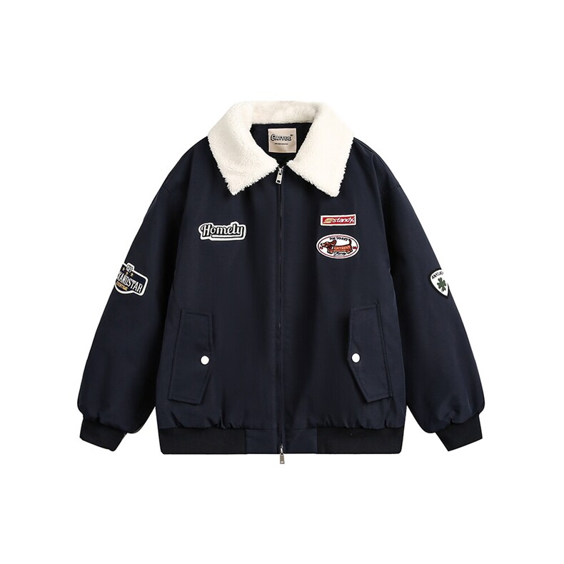 2025冬款翻领摇粒绒拼色绣标棉服-5661-228,男装棉衣,电商S012（CATTEE）
