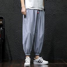 2023春日系复古瓷砖大码潮男棉麻宽松亚麻休闲裤九分裤K2009-P35，男装休闲裤，电商A082