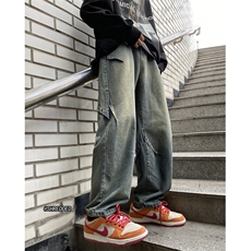 抖音品质美式高街复古水洗直筒阔腿牛仔裤B315-K23525-P65控78，男装牛仔裤，电商B315