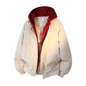 !潮流冬季连帽拉链加绒加厚棉衣情侣撞色棉服外套 MY5567-P78图片