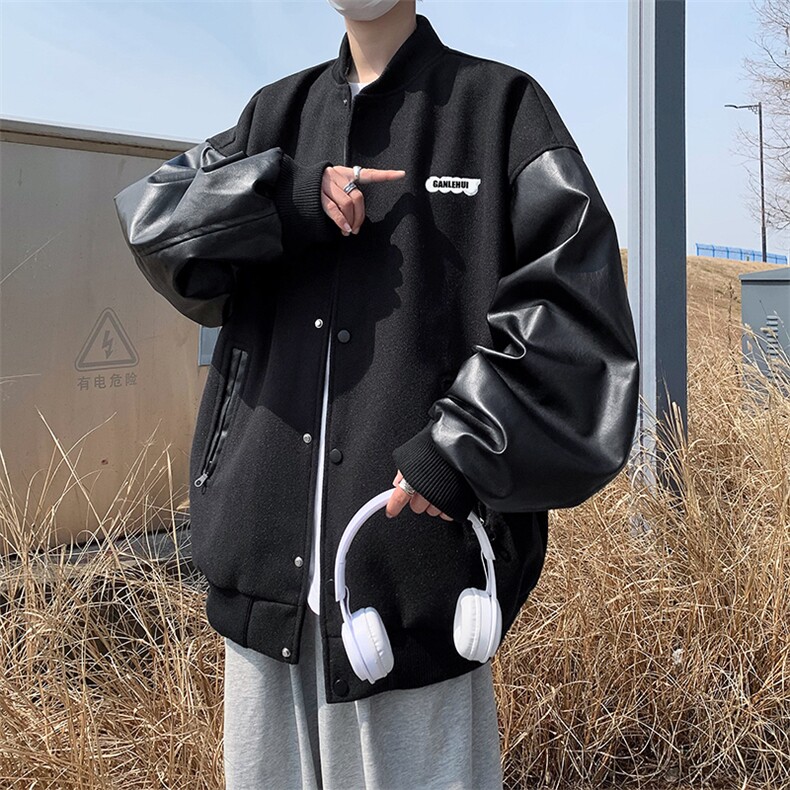 夹克男韩版潮流痞子帅拼皮2026春秋新款ins宽松百搭外套W4769-P53,男装夹克,星座412