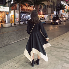 现货2021春秋季新款撞色连衣裙225-F08-P115（控168），女装连衣裙，浙宝225