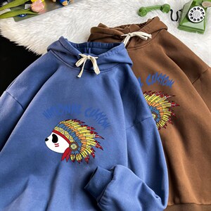 WY2196-P35 加绒款-P40 纯棉连帽卫衣男大码运动帽衫宽松薄图片