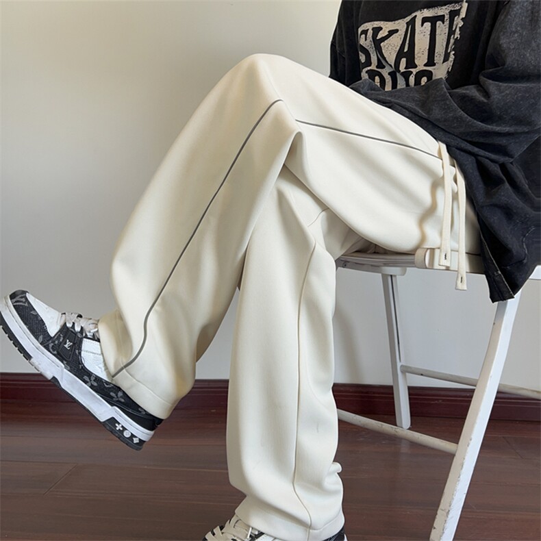 秋季新款休闲裤男宽松纯色拖地裤反光条卫裤长裤 K790-P45 控68图片