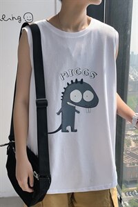 ！2023夏季纯棉百搭男士棉背心学生坎肩百搭潮流汗背心X02P20图片