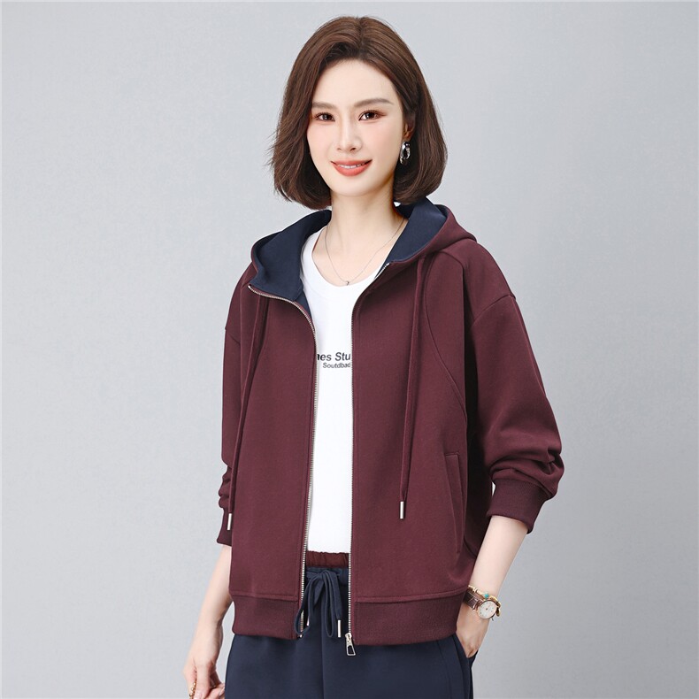 长期有大货卫衣开衫外套女2026春秋宽松连帽显瘦气质短外套上衣,女装卫衣/绒衫,璐依舞