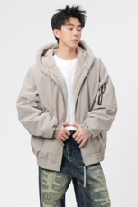 自家图有视频加绒毛领棉衣冬季新款座山雕连帽派克棉服M2555p88，男装棉衣，电商D315