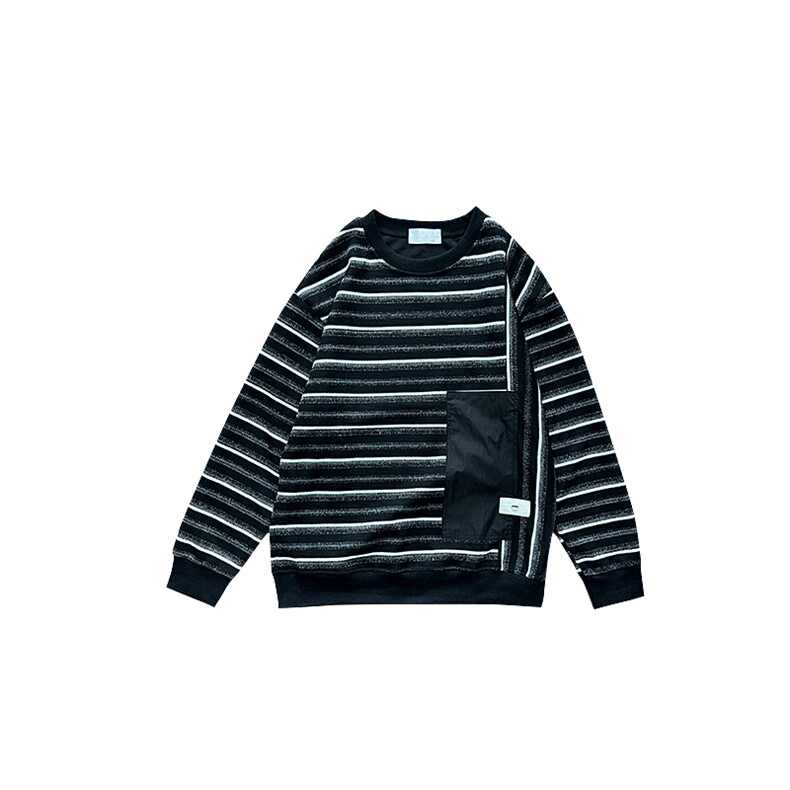 AW213/P78控108秋季社会小伙拼接撞色设计感韩版打底卫衣男黑首,男装T恤,星座305B-1