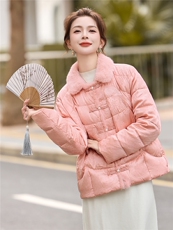 新中式白鸭绒羽绒服外套女2025冬季新款重工刺绣水貂毛提花外套，女装羽绒服，沁沁公主