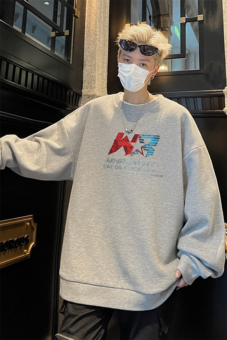 华夫格！华夫格上衣男圆领华夫格卫衣男大码长袖t恤男HY227-特P23,男装T恤,电商B367