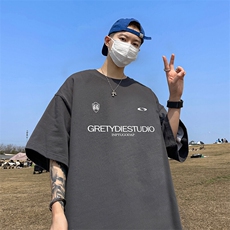 抖音得物二开现货220克夏装重磅美式高街宽松短袖t恤MT197，男装T恤，电商A486-1