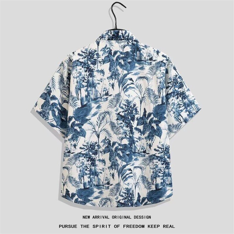 短袖花衬衫海南岛服宽松沙滩服三亚夏威风泰旅游男情侣休闲套装,男装衬衫,星座506B