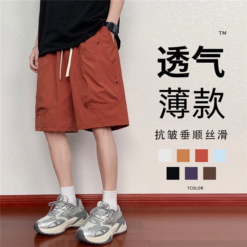 夏季薄款冰丝工装短裤透气五分裤宽松休闲裤 A436-6203-P35图片