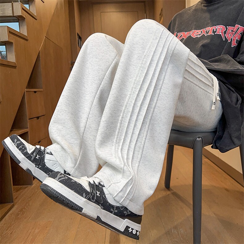 秋季男士褶皱休闲裤宽松大码卫裤直筒抽绳长裤潮流A266-KZ456-P45，男装休闲裤，电商A266