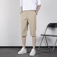 百搭ins潮流新款日系慵懒夏季冰丝商务休闲短裤六分裤宽松KA70，男装牛仔裤，星座1116A-2（原606A-1）