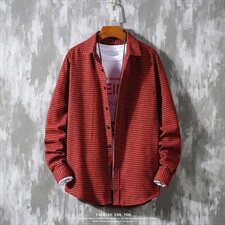日系休闲磨毛格子衬衫男外套长袖青少年大码宽松男衬衣C881-P50，男装衬衫，电商A157B