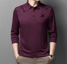 时尚潮流长袖T恤男上衣2023秋季中年男士休闲POLO衫ZL01587-P70,男装T恤,电商B212（原钱塘6029）