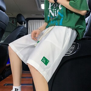 K3150-P35夏季冰丝透气纯色波点纹潮流情侣男女休闲百搭短裤控48图片