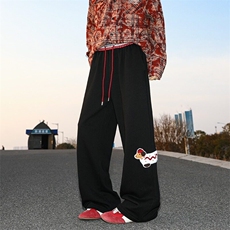 美式重磅腊肠狗卫裤男女2025春季新款设计感拼接休闲裤宽松阔腿裤，男装休闲裤，星座506A