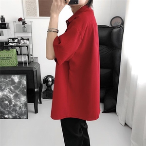 休闲双搭扣设计感衬衫男长袖高级感小众潮流雅痞宽松休闲衬衣图片