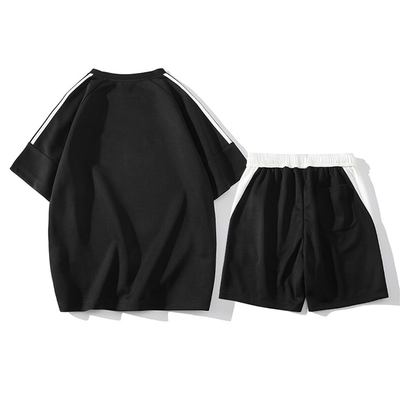 夏上新学生潮撞色圆领半袖印花短裤T恤套装男女7801-P75控价108,男装T恤,电商A441