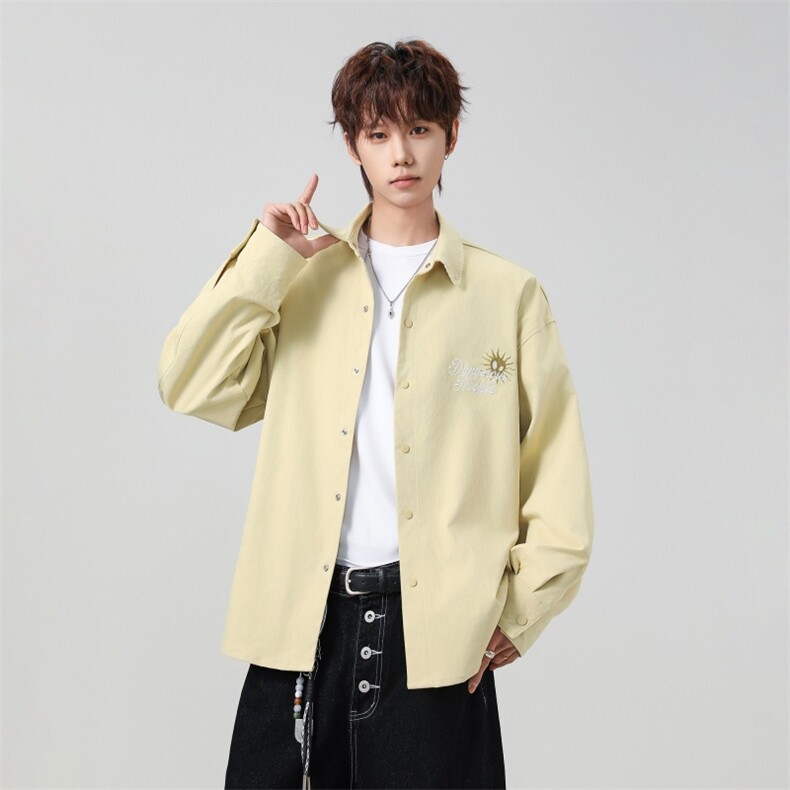 高品质鱼骨纹2026新款百搭翻领长袖衬衫A436-26019-P68118,男装衬衫,电商A436