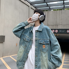2023秋季男士宽松牛仔夹克休闲港风外套JK0283-P65，男装夹克，星座308B-1