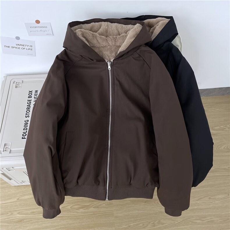 粉墨两穿皮草外套棉衣女冬季慵懒风棉袄休闲冬衣连帽棉服上衣袄子,男装棉衣,星座506A