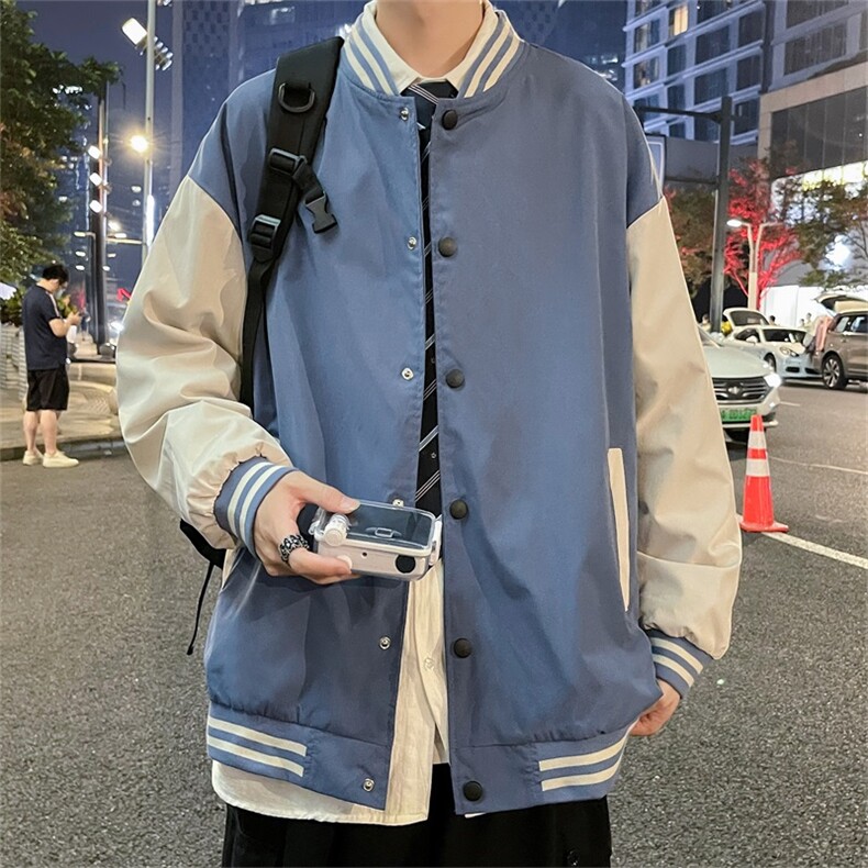春秋季夹克男宽松港风球服外套韩版大码上衣J6301-P40图片