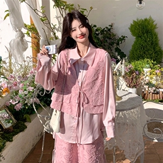 春季新款大货粉色超好看小众设计感套装M2602P190K308，女装套装/套裙，2C268