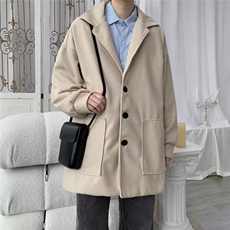 秋冬季中长款毛呢大衣男潮流帅气英伦风宽松日系呢子外套A12/P52，男装毛呢大衣，星座506