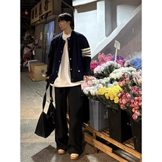 蓝色开衫毛衣四条杠学院风潮流针织衫MY275特P55，男装针织衫/毛衣，星座908-1