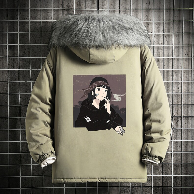 MM48122-P130冬季大毛领棉衣男士大码加厚棉袄男棉服网格,男装棉衣,电商A040A