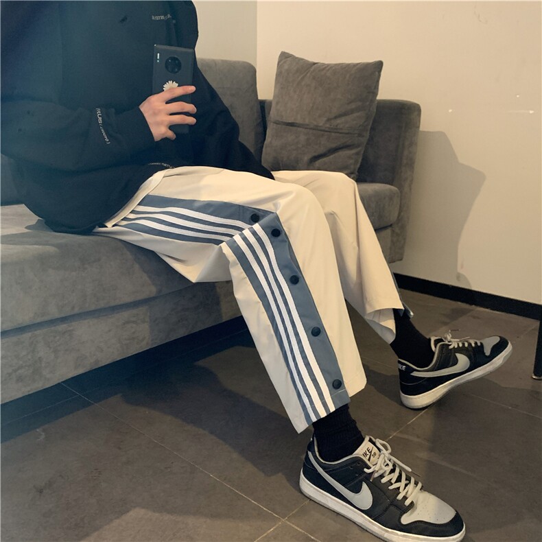 K3007/P30春装2023新款休闲裤男排扣开衩运动大码宽松阔腿裤控58,男装休闲裤,电商A141