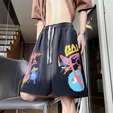 冰丝短裤男士夏季薄款速干沙滩五分裤多巴胺穿搭宽松休闲运动裤子，男装牛仔裤，星座505-2（原电商A260-1)