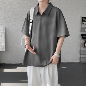 夏季新款男士冰丝肌理感短袖T恤翻领半袖T8110-P32图片