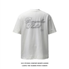 （350克双纱）2026夏季潮牌烫钻字母印花短袖T恤1015-T610-P65，男装T恤，四季星座1015