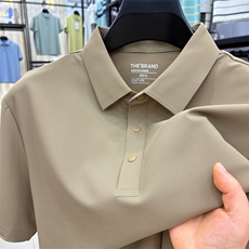 夏季冰丝无痕短袖POLO衫男士翻领凉感T恤衫纯色上衣服商务半袖衫，男装T恤，电商B212（原钱塘6029）