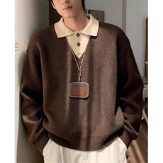 翻领针织衫男修身长袖polo领卫衣休闲百搭工装毛线衣M5162，男装针织衫/毛衣，星座1116A（原606A-3）